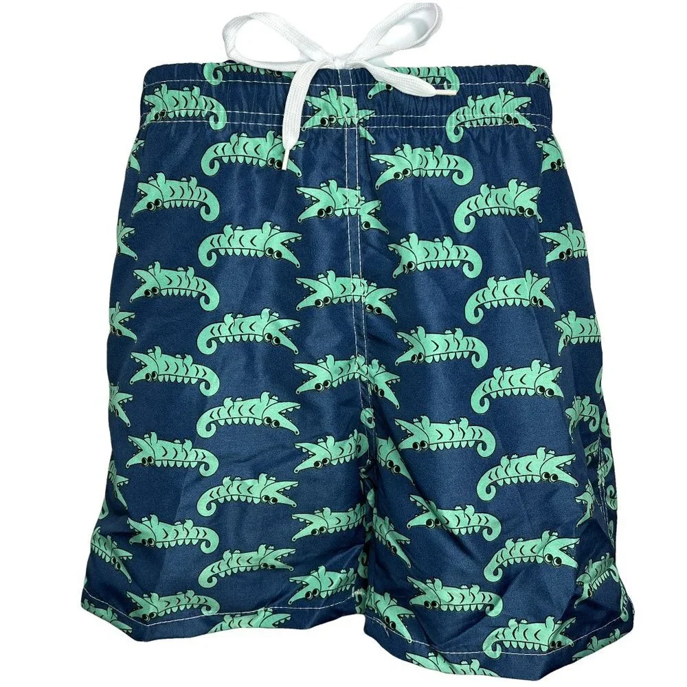 Boy's Swim Trunks, Kids Pool Shorts, Alligator Print